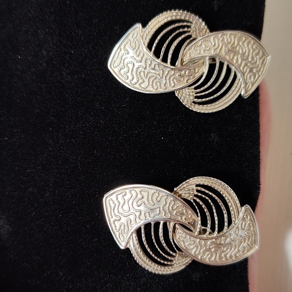 Vintage Beau Sterling Set Circle Swirl Brooch Pin & Matching Screw back Earrings - Picture 4 of 11